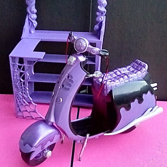 Custom Monster High doll  Purple Scooter & Shelf painted OOAK - Picture 1 of 10